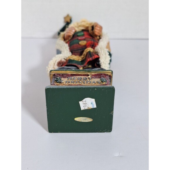 Folk Art Old World Santa Claus with Fabric Hair Coat Spools Buttons 13" Figurine - Picture 8 of 8